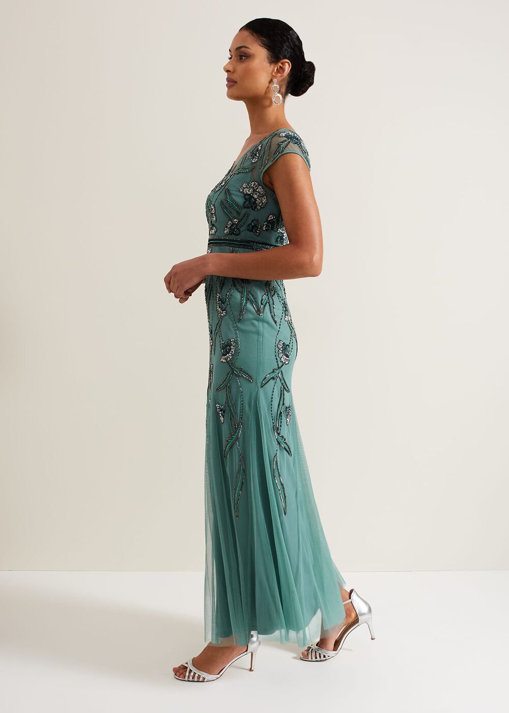 Evonne Beaded Maxi Dress Light Green