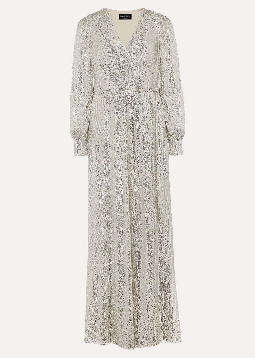 Petite Amily Sequin Maxi Dress Silver