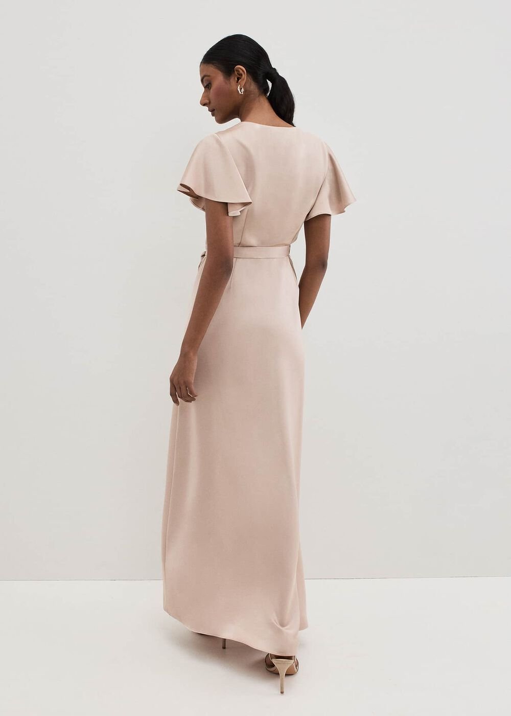 Arabella Satin Maxi Dress Latte