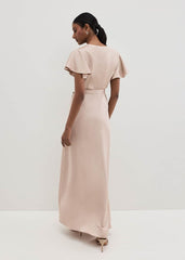 Arabella Satin Maxi Dress Latte