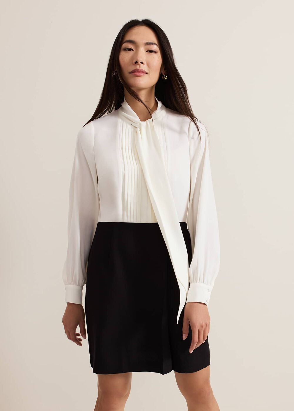 Tilly Shift Mini Dress Black/Ivory