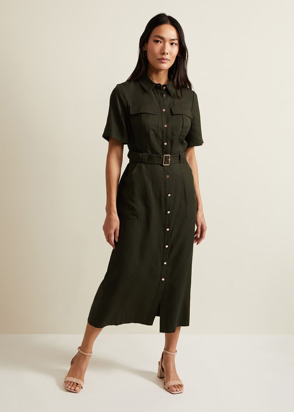 Willow Midi Utility Dress Green