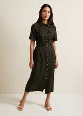 Willow Midi Utility Dress Green