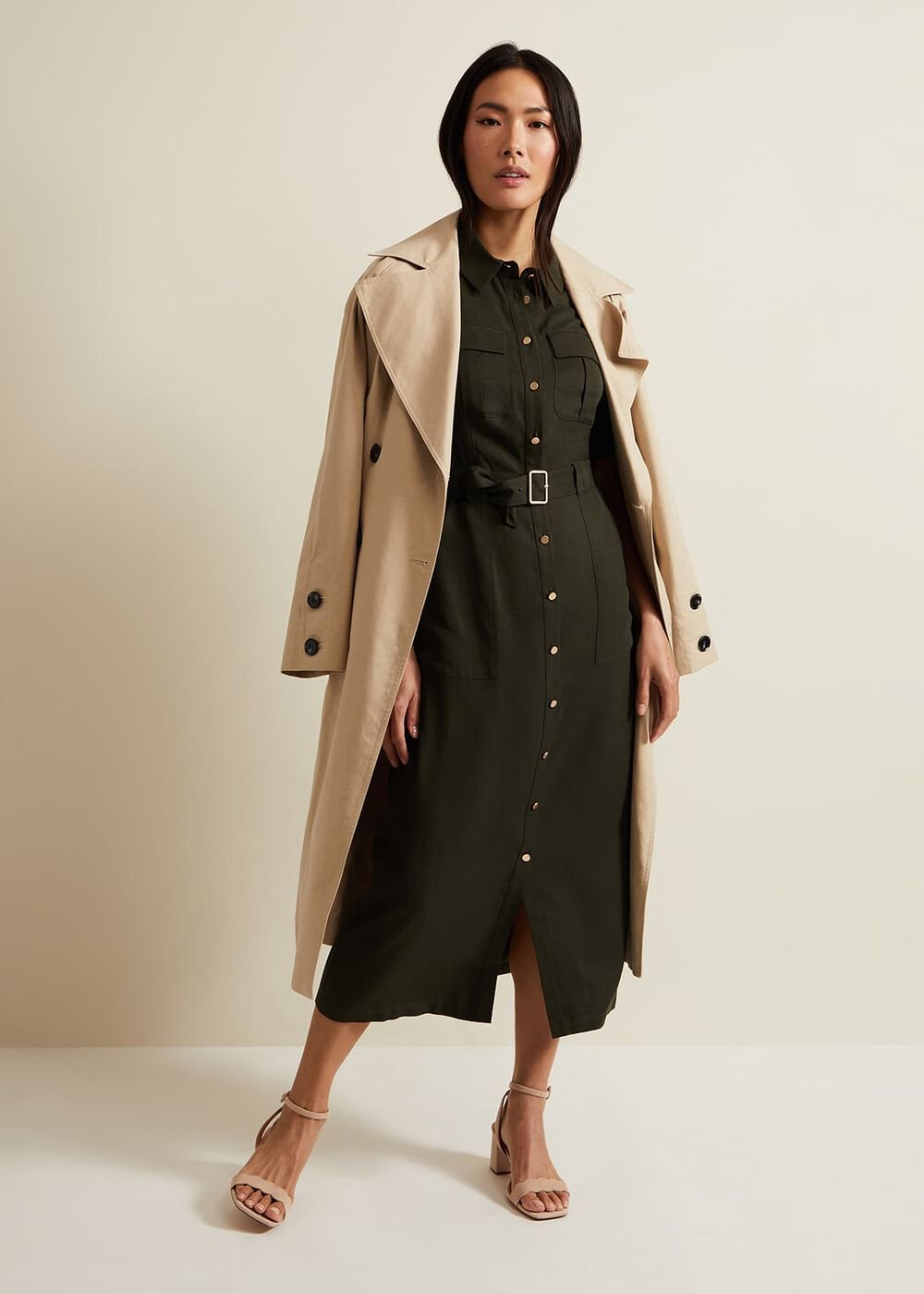 Willow Midi Utility Dress Green