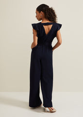 Petite Kallie Frill Jumpsuit Navy
