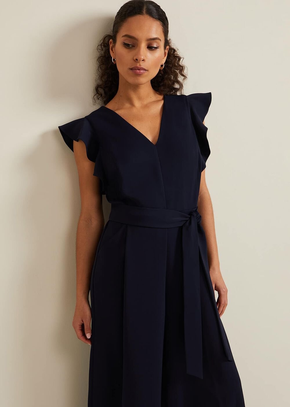 Petite Kallie Frill Jumpsuit Navy