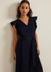 Petite Kallie Frill Jumpsuit Navy