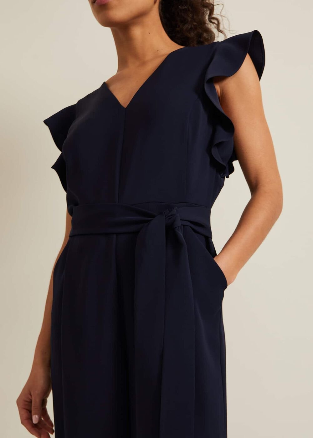 Petite Kallie Frill Jumpsuit Navy