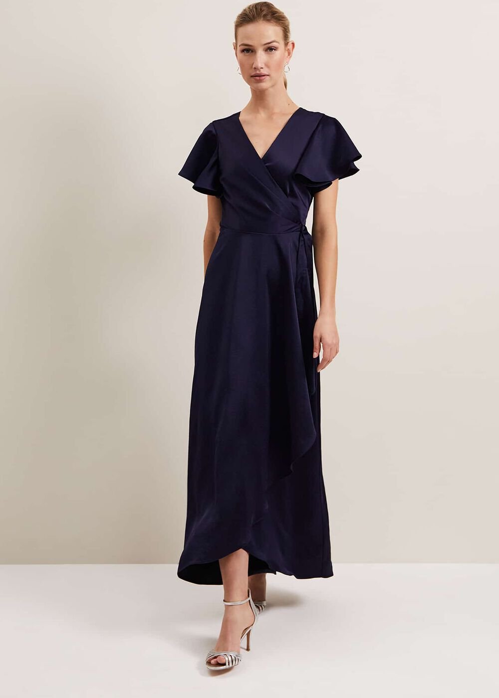 Arabella Satin Maxi Dress Navy