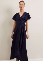Arabella Satin Maxi Dress Navy