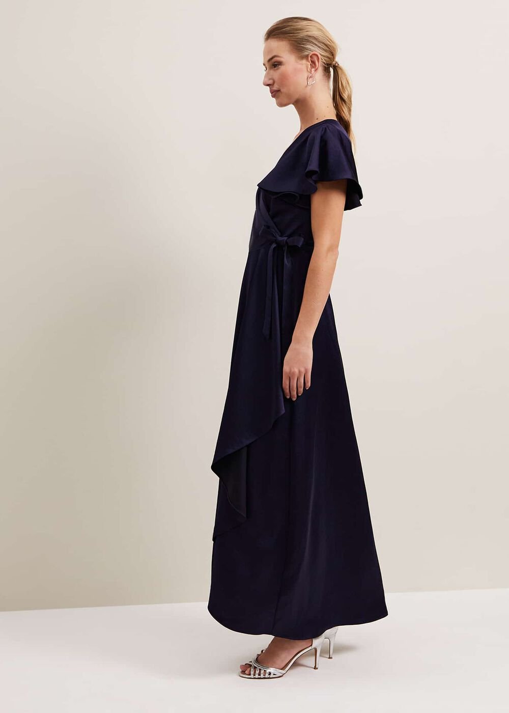 Arabella Satin Maxi Dress Navy