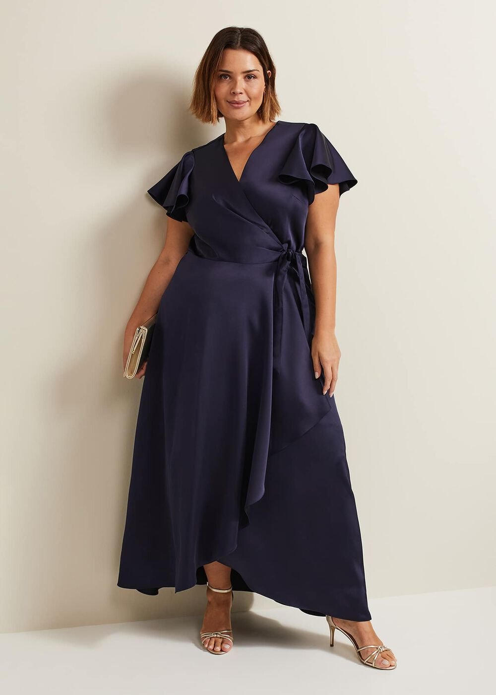 Arabella Satin Maxi Dress Navy