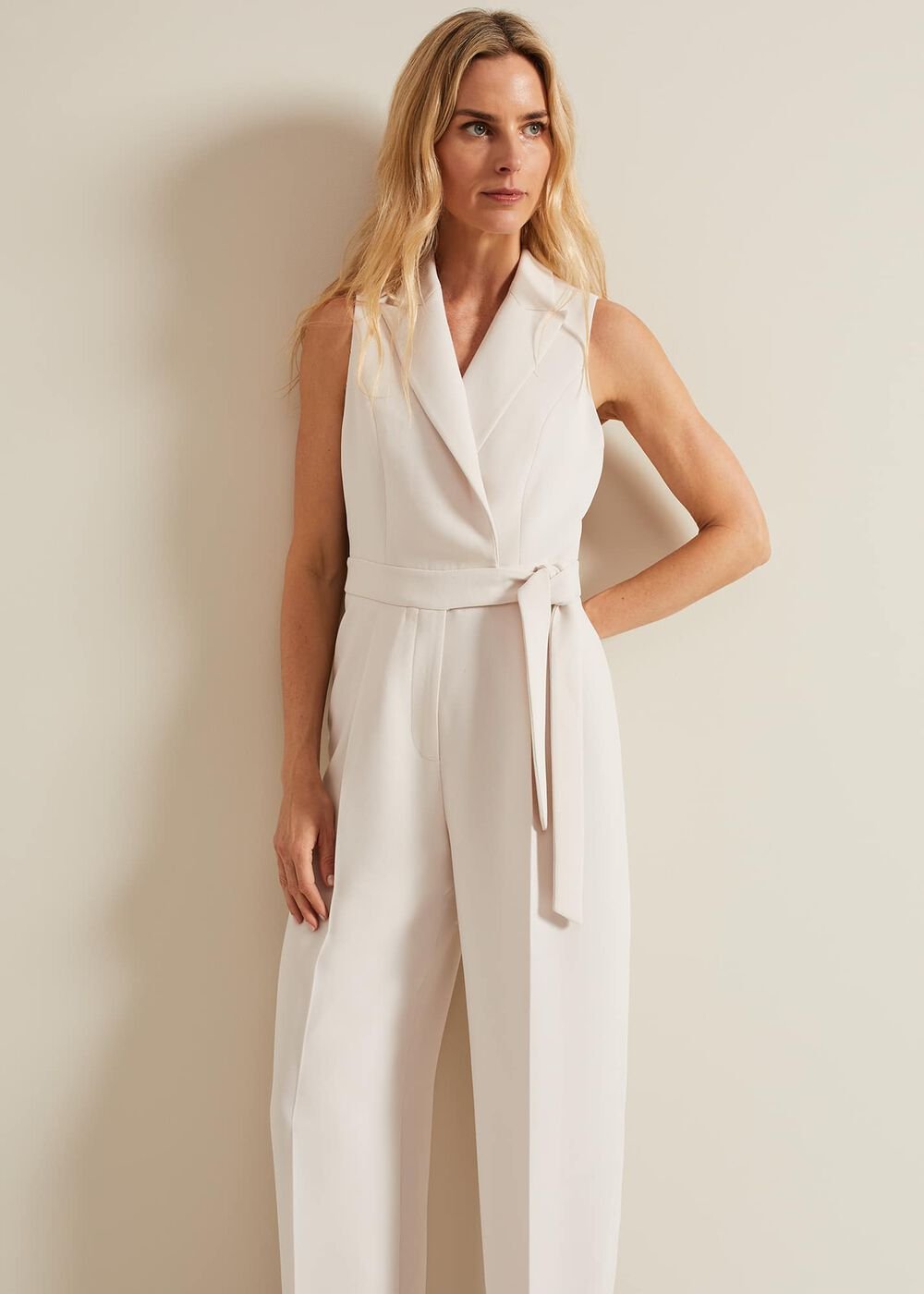 Clarissa Tux Wide Leg Jumpsuit Ivory