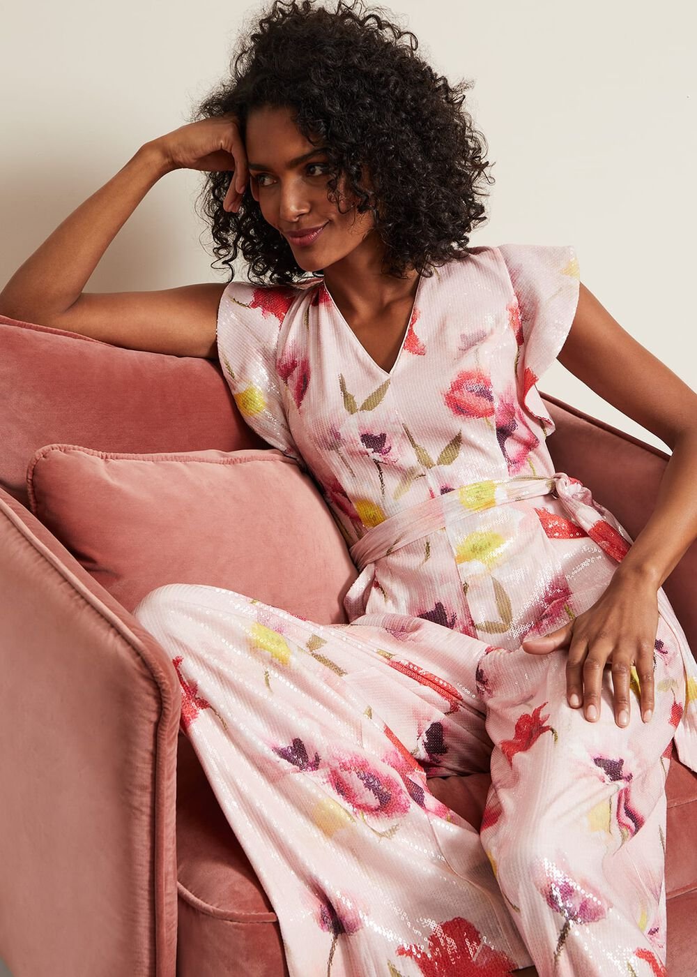 Rhiannon Sequin Printed Jumpsuit Multi-Coloured