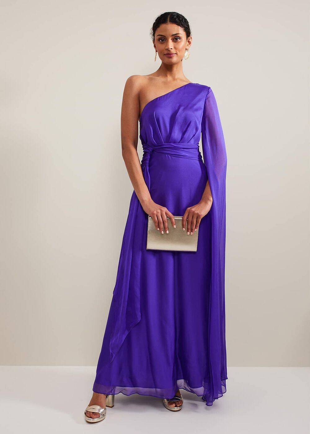Darby Silk One Shoulder Maxi Dress Purple