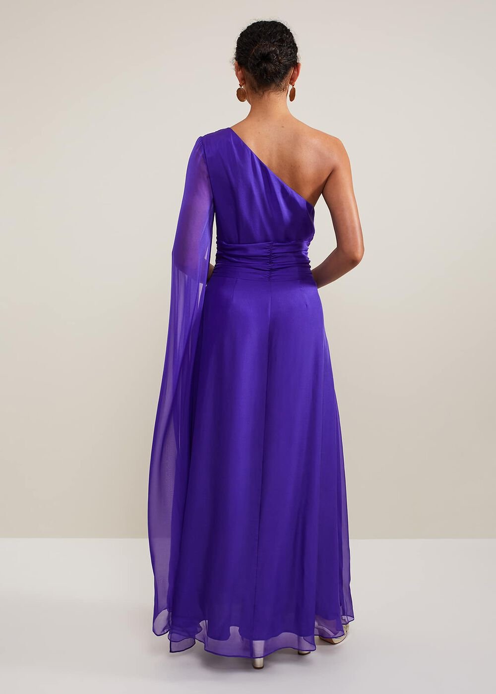 Darby Silk One Shoulder Maxi Dress Purple