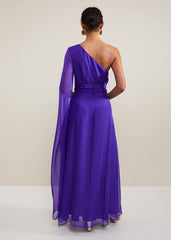 Darby Silk One Shoulder Maxi Dress Purple