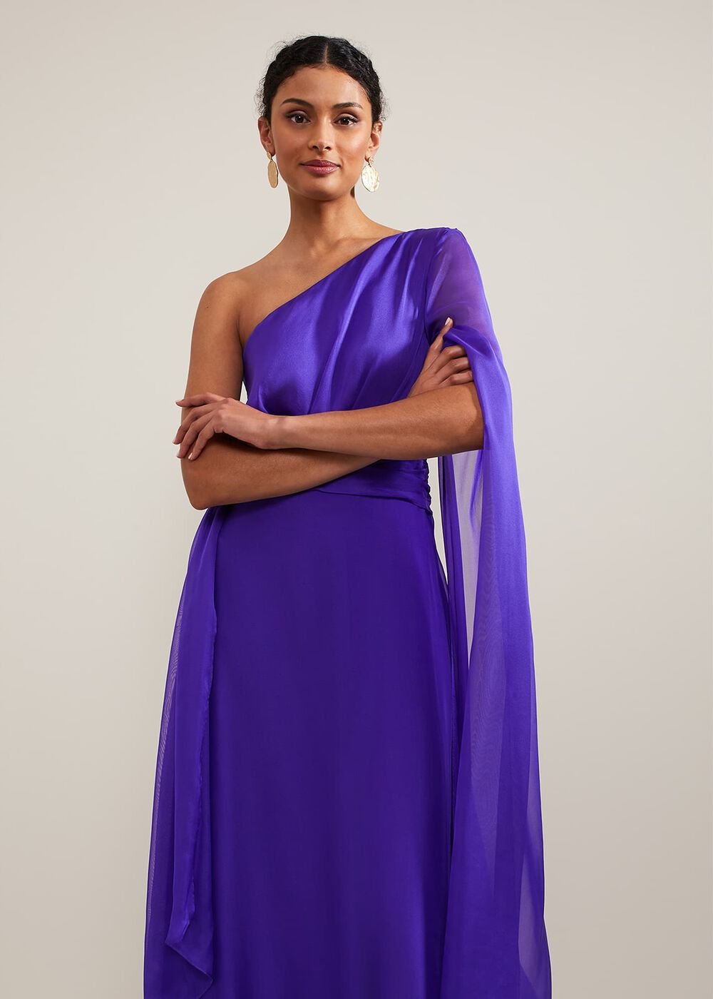 Darby Silk One Shoulder Maxi Dress Purple