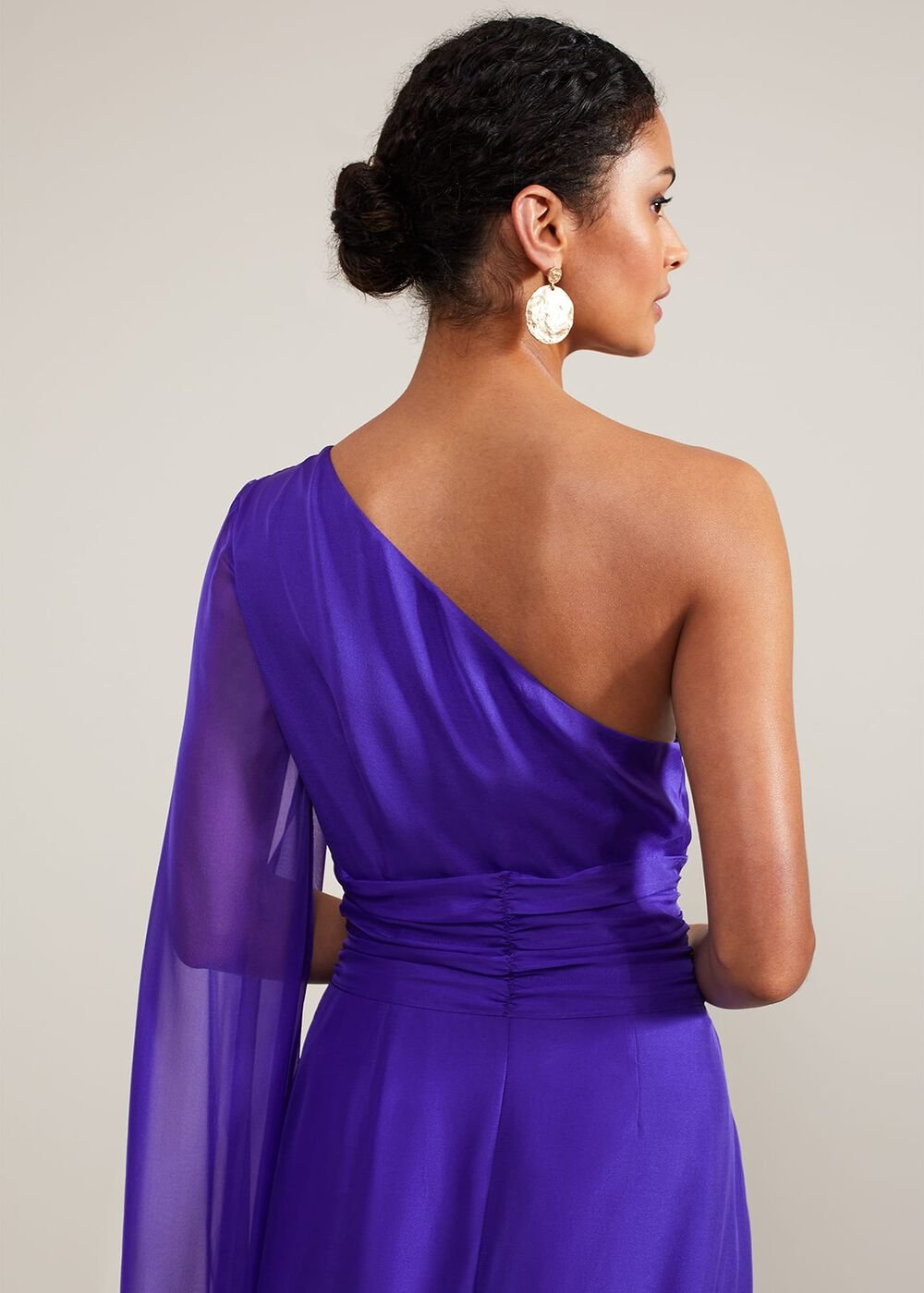 Darby Silk One Shoulder Maxi Dress Purple