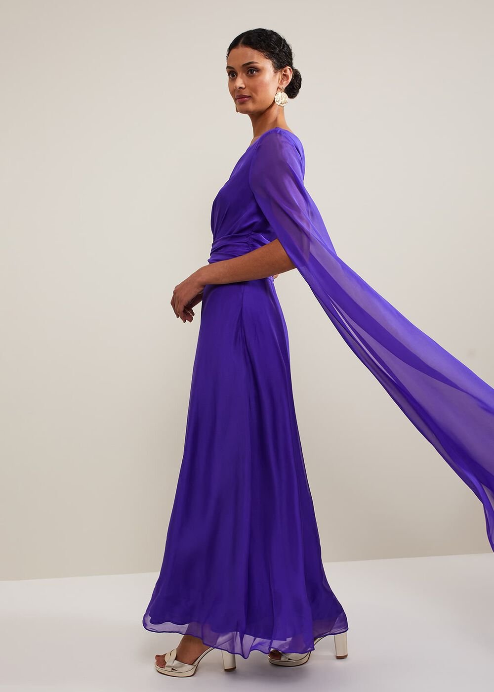 Darby Silk One Shoulder Maxi Dress Purple