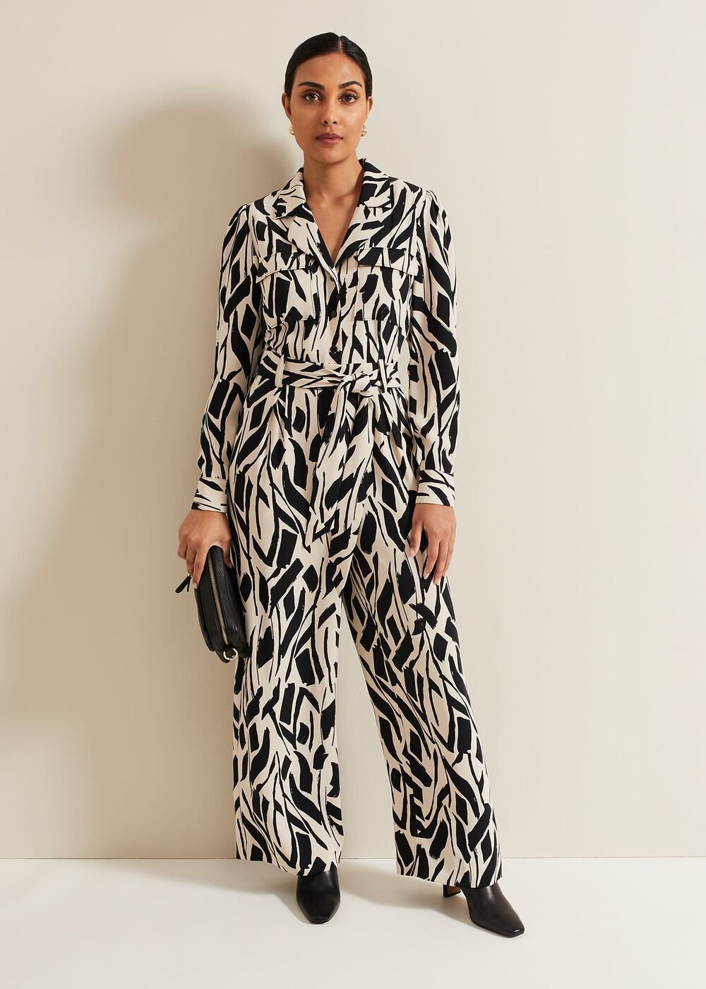 Petite Constance Geo Jumpsuit Black