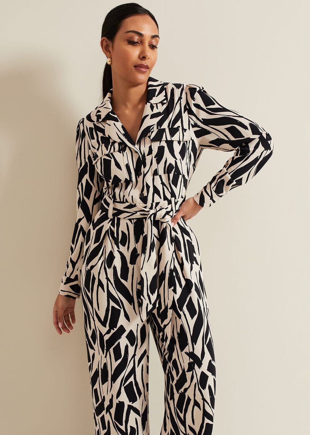 Petite Constance Geo Jumpsuit Black