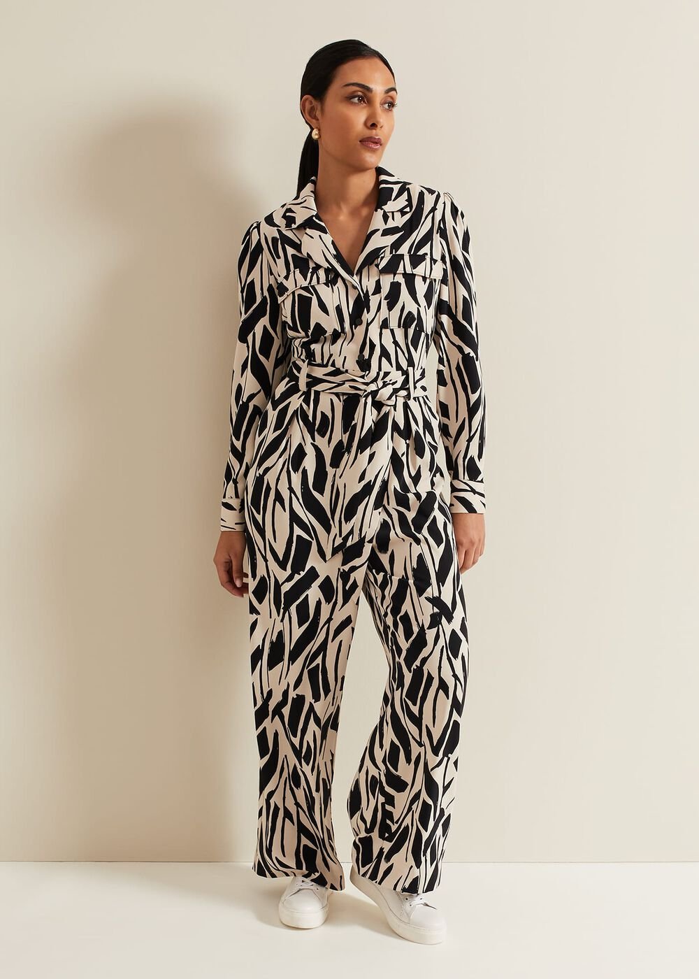 Petite Constance Geo Jumpsuit Black