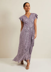 Petite Carina Sequin Maxi Dress Purple