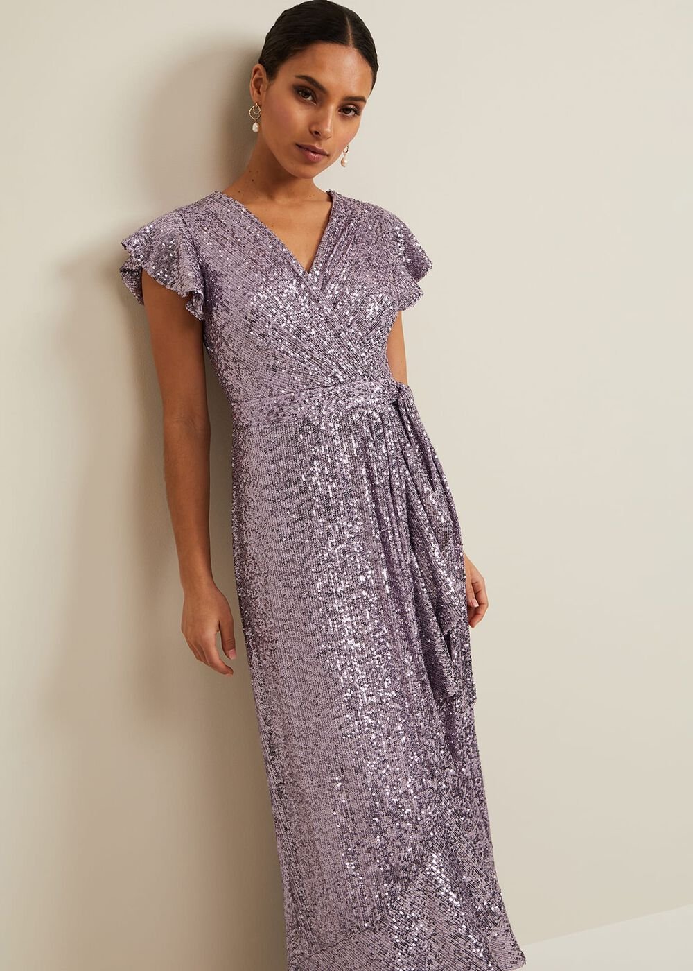 Petite Carina Sequin Maxi Dress Purple