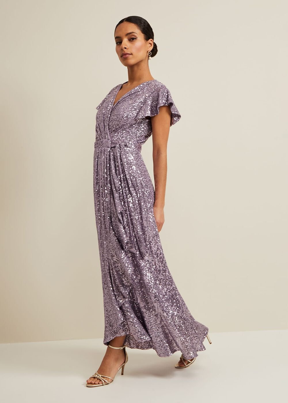 Petite Carina Sequin Maxi Dress Purple