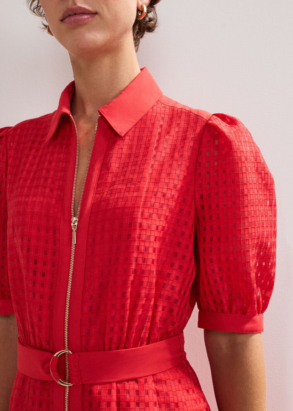 Carey Check Dress Red