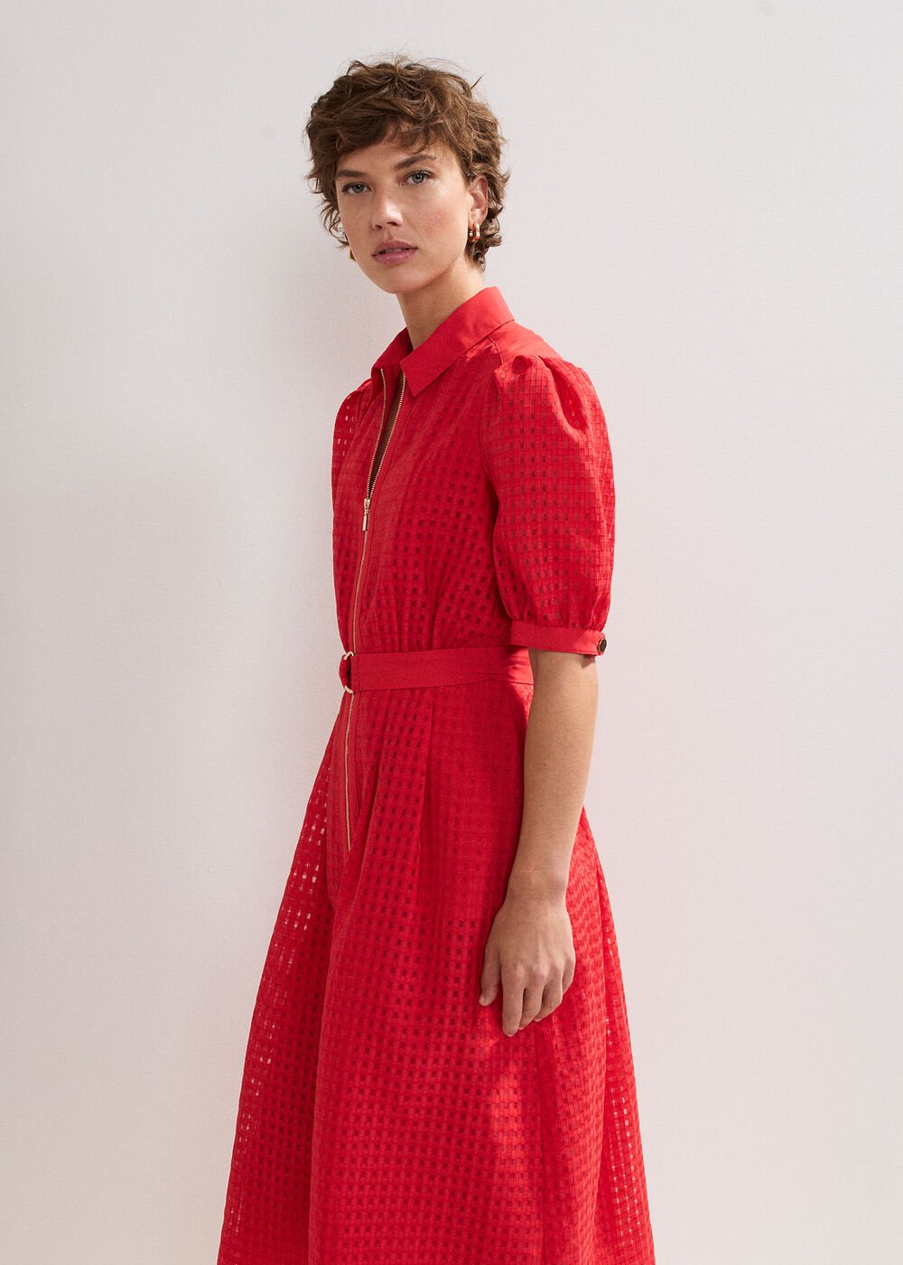 Carey Check Dress Red
