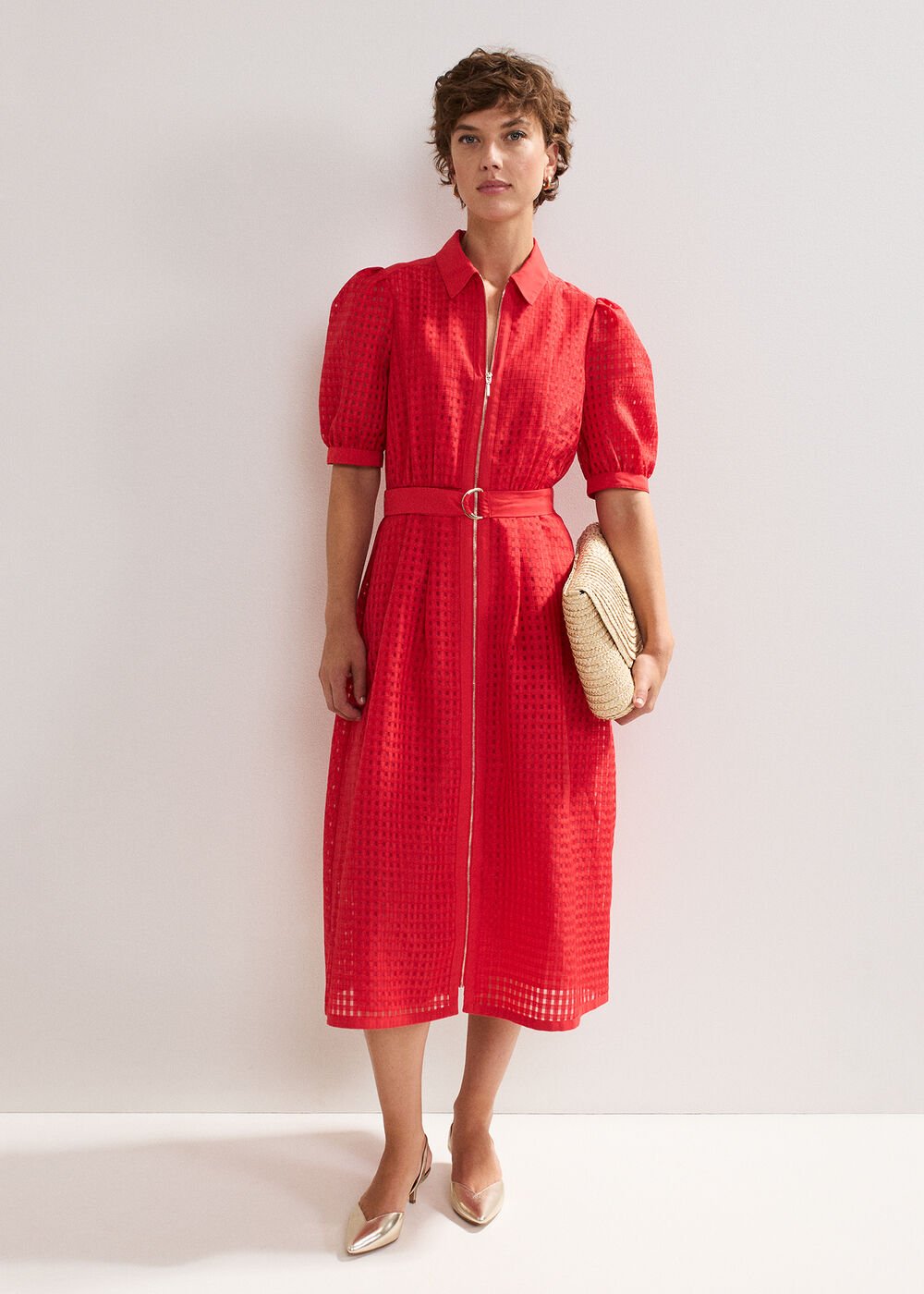 Carey Check Dress Red