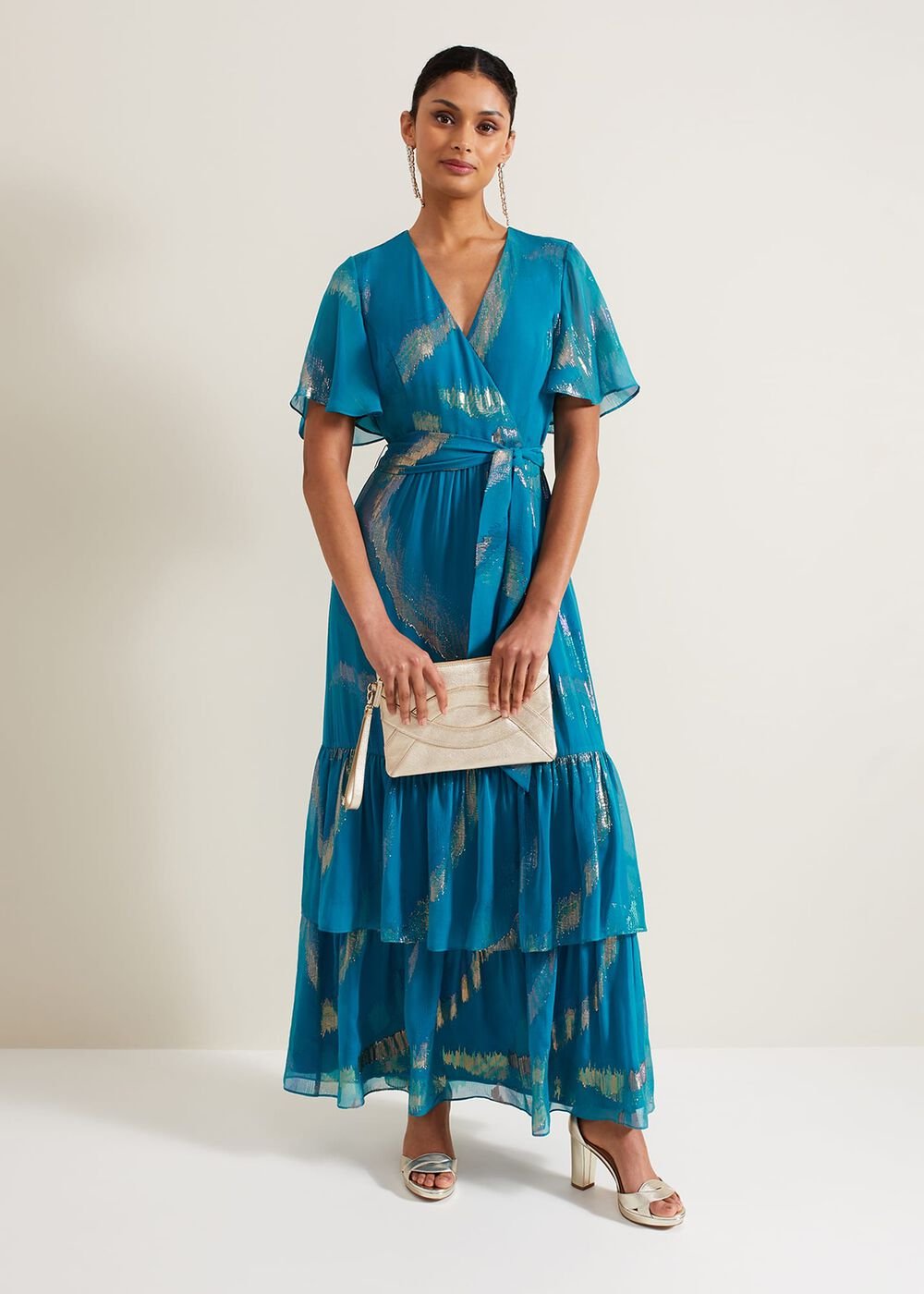 Charissa Silk Maxi Dress Blue