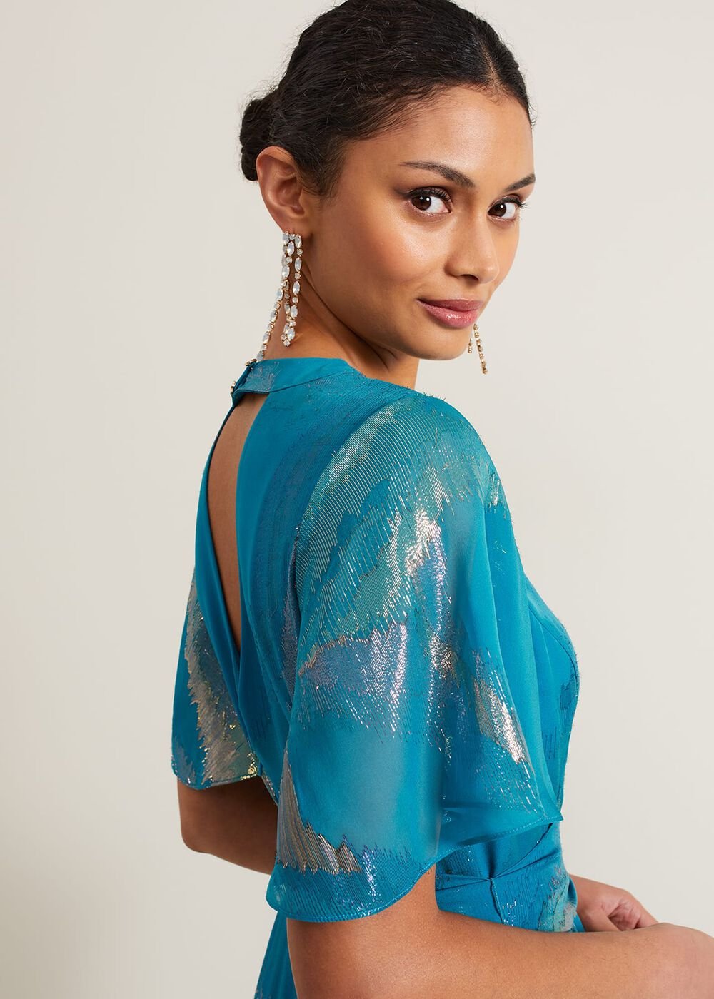 Charissa Silk Maxi Dress Blue