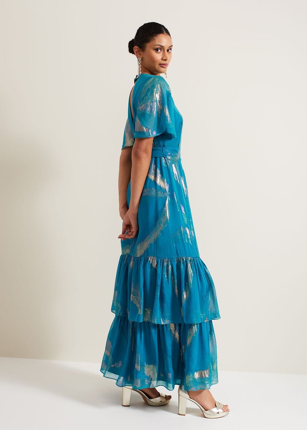 Charissa Silk Maxi Dress Blue