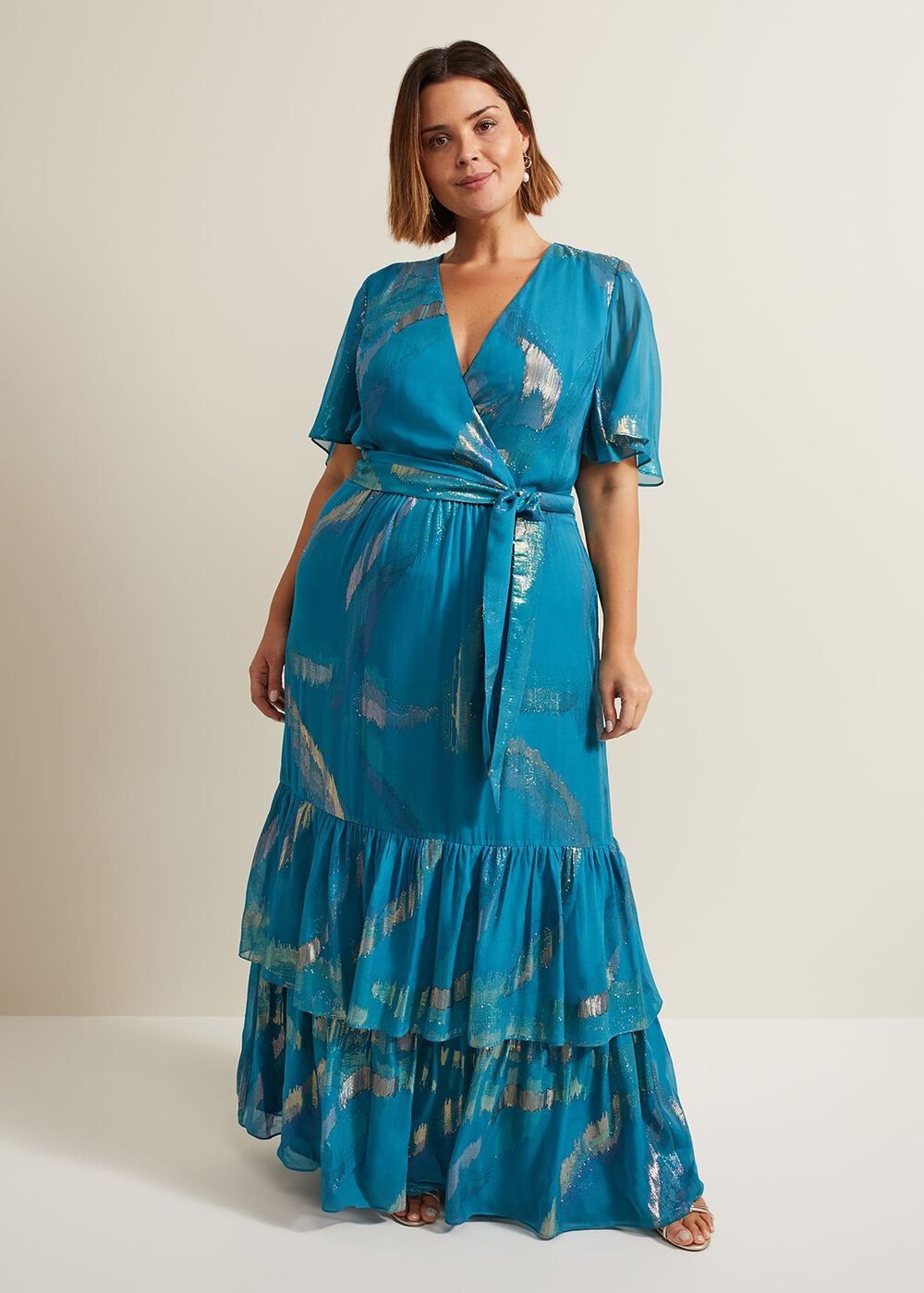 Charissa Silk Maxi Dress Blue