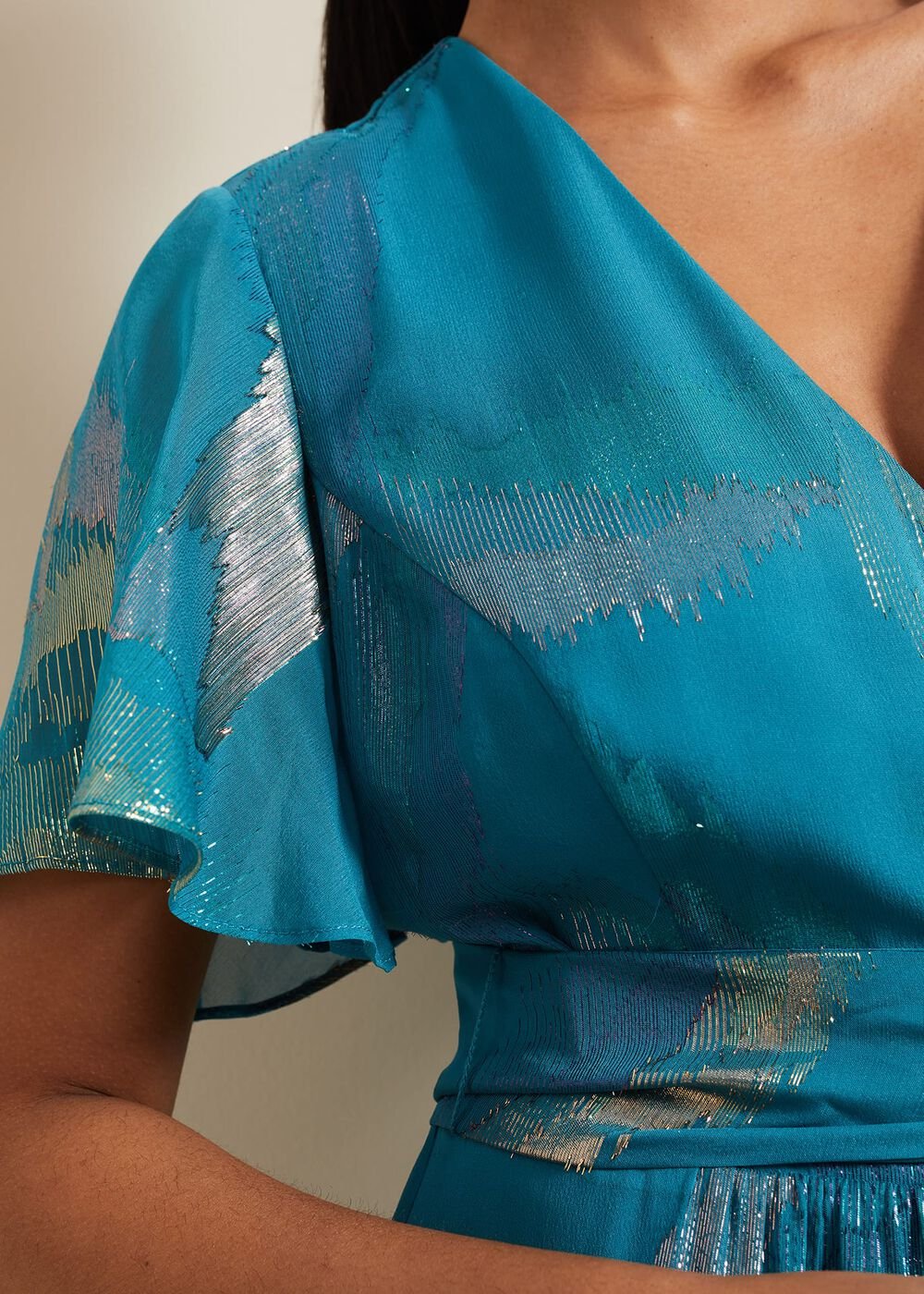 Petite Charissa Silk Maxi Dress Blue