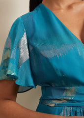 Petite Charissa Silk Maxi Dress Blue