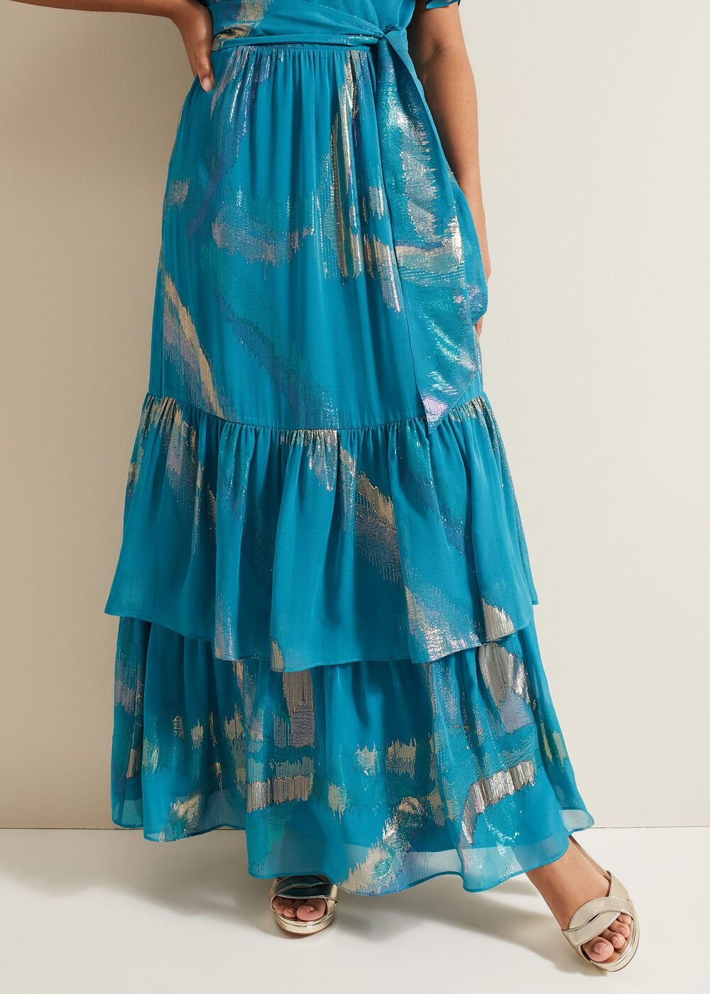 Petite Charissa Silk Maxi Dress Blue