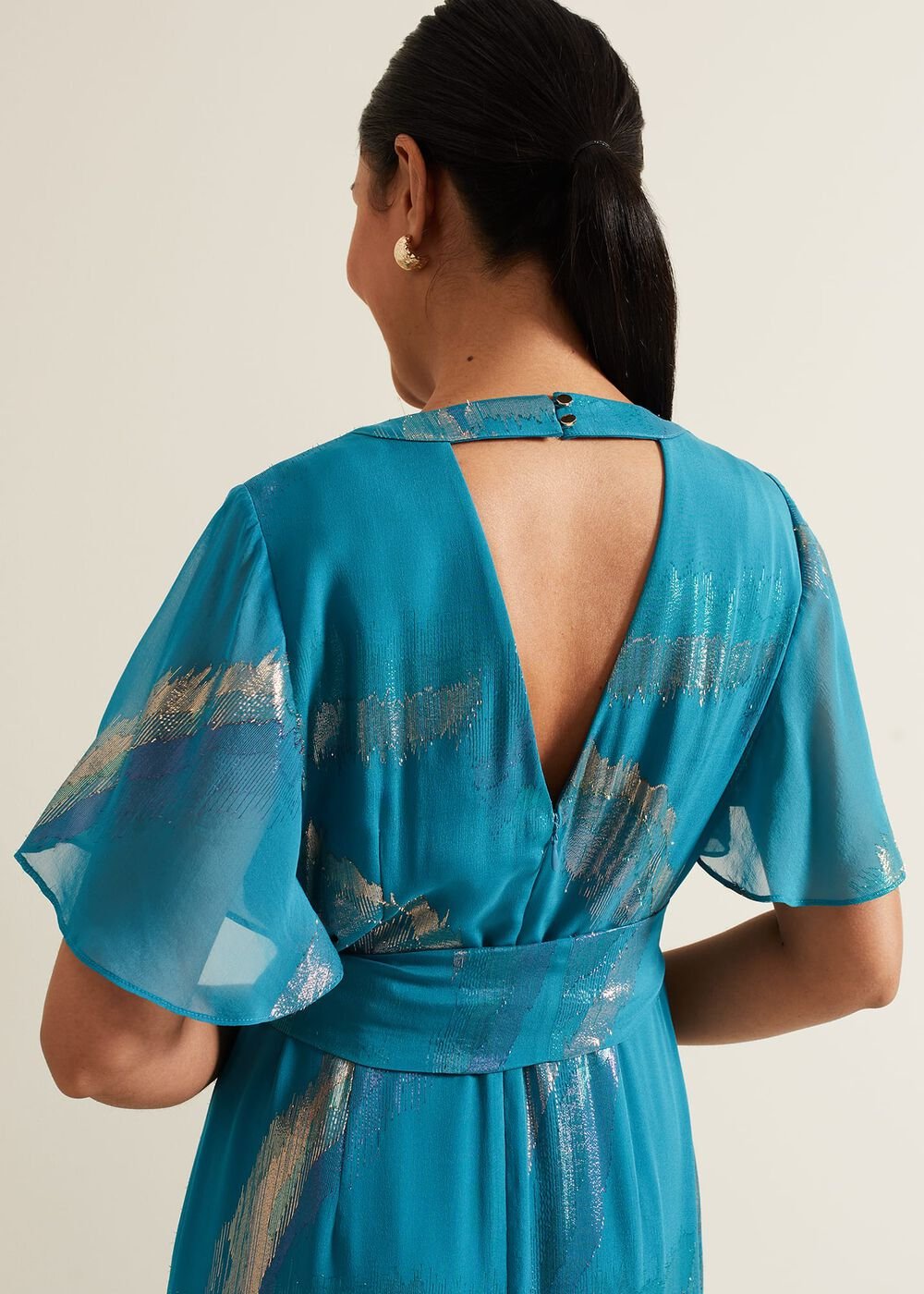 Petite Charissa Silk Maxi Dress Blue