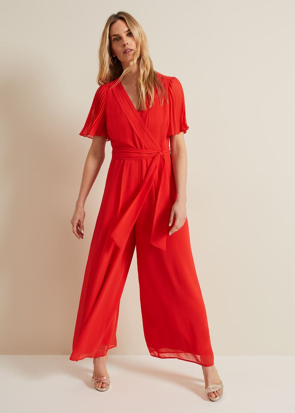 Kendall Pleat Jumpsuit Orange