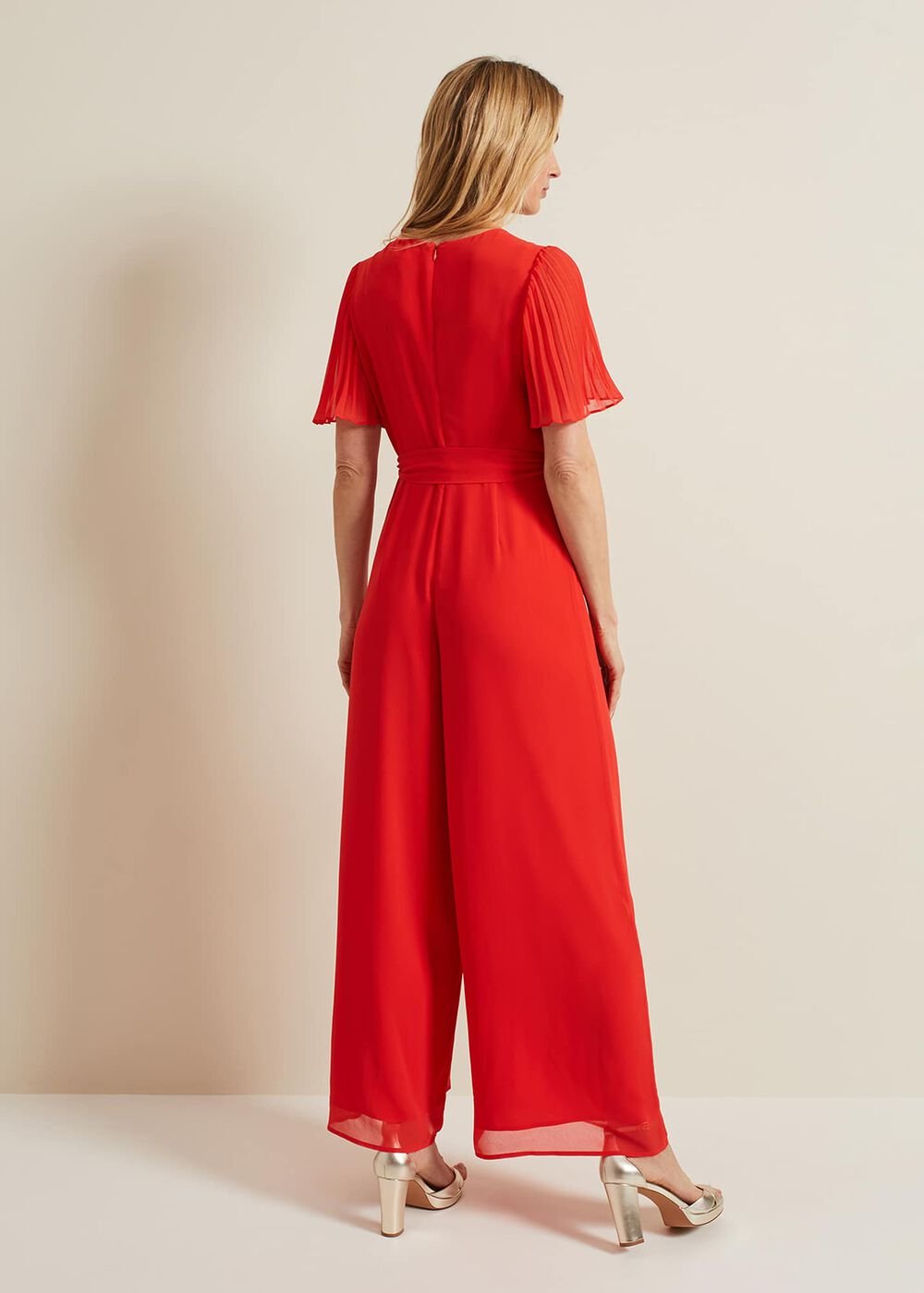 Kendall Pleat Jumpsuit Orange