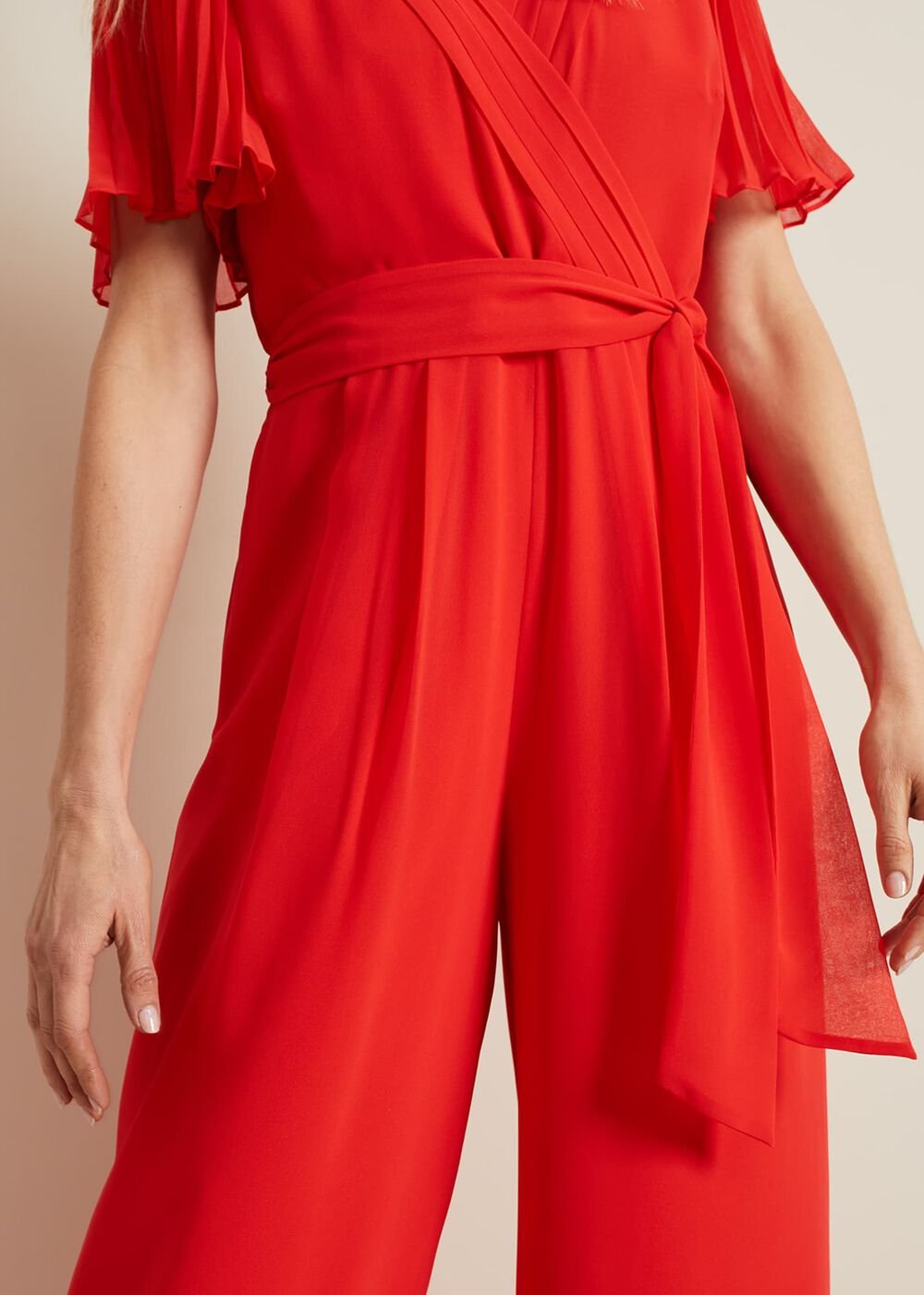 Kendall Pleat Jumpsuit Orange
