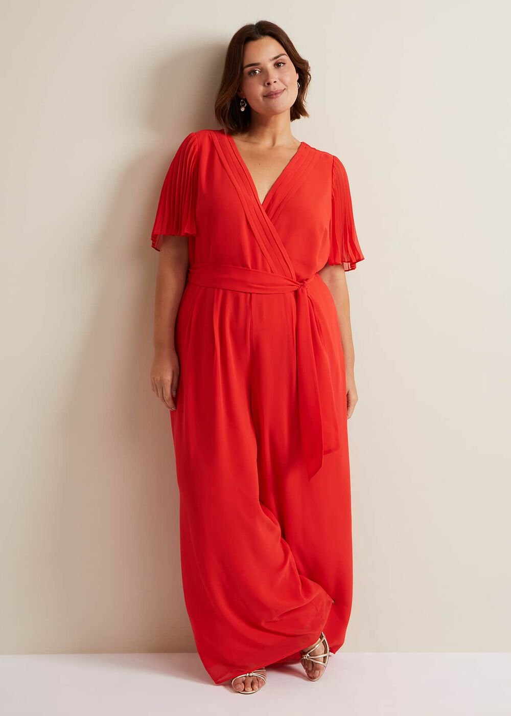 Kendall Pleat Jumpsuit Orange