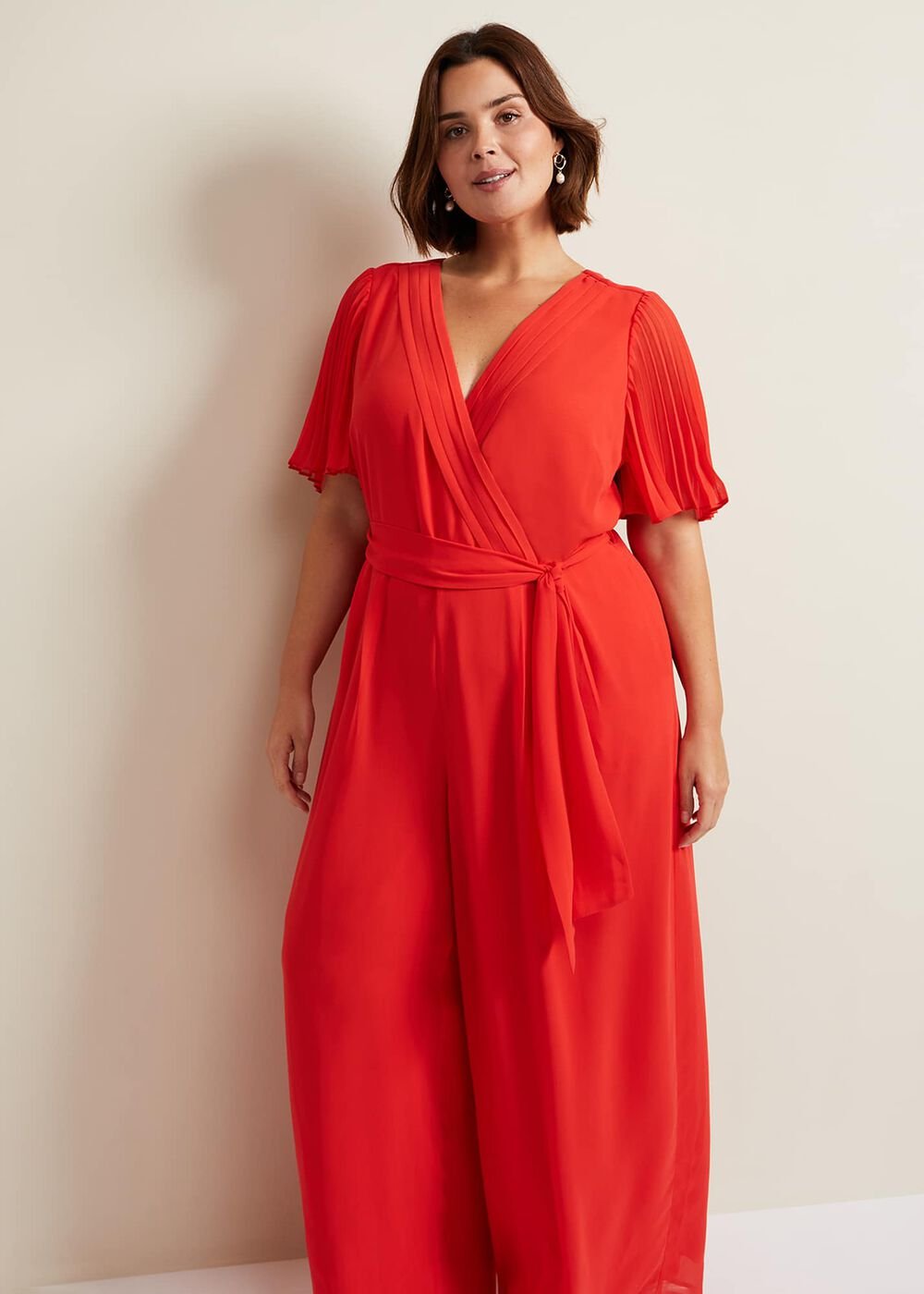 Kendall Pleat Jumpsuit Orange