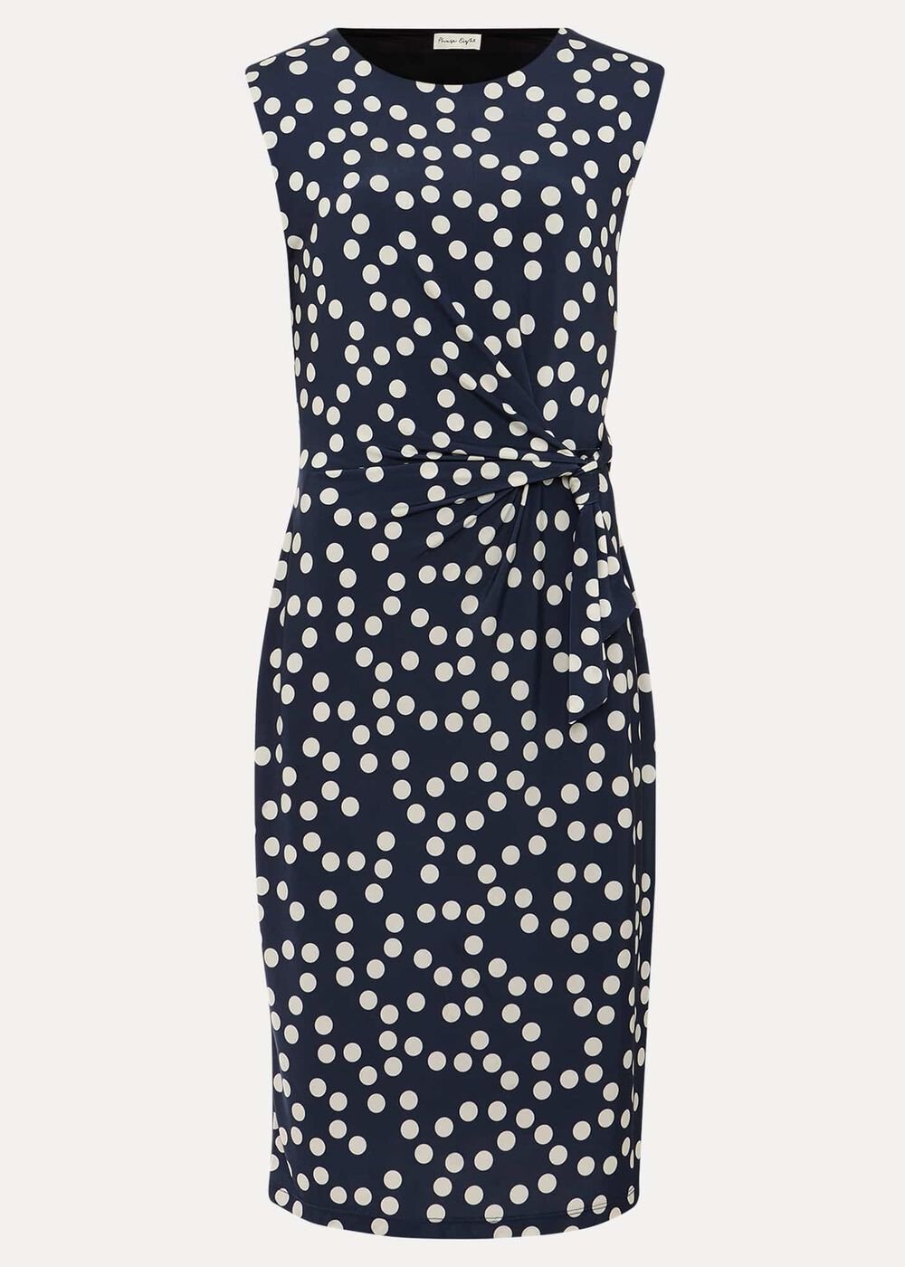 Josey Jersey Spot Bodycon Midi Dress Navy/Ivory