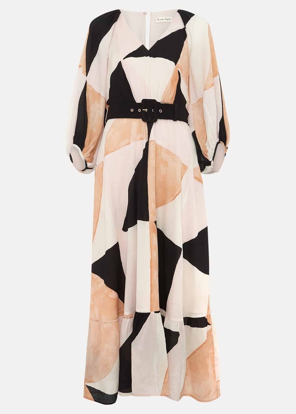 Sophia Colourblock Belted Midi Dress Multi-Coloured