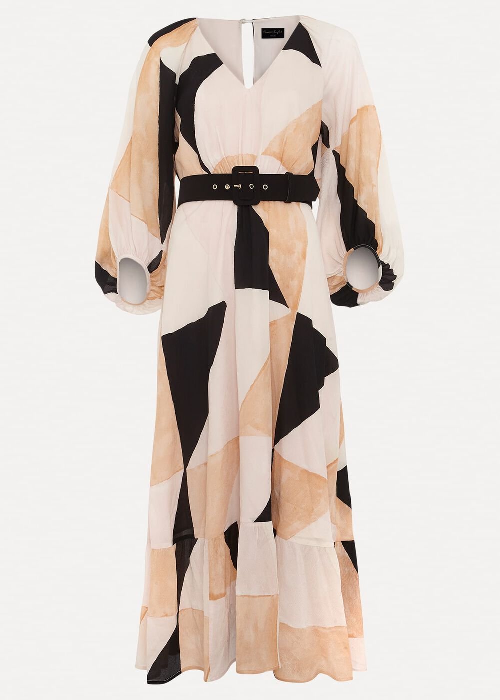 Petite Sophia Colour Block Belted Dress Multi-Coloured