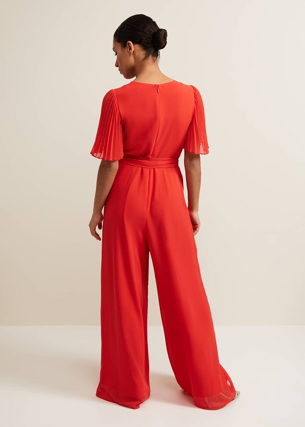 Petite Kendall Pleat Jumpsuit Orange